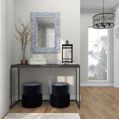 Ridge Road D&eacute;cor Shell Mosaic Wall Mirror in Blue. View a larger version of this product image.