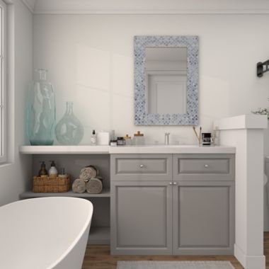 Ridge Road D&eacute;cor Shell Mosaic Wall Mirror in Blue. View a larger version of this product image.