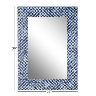 Ridge Road D&eacute;cor Shell Mosaic Wall Mirror in Blue. View a larger version of this product image.