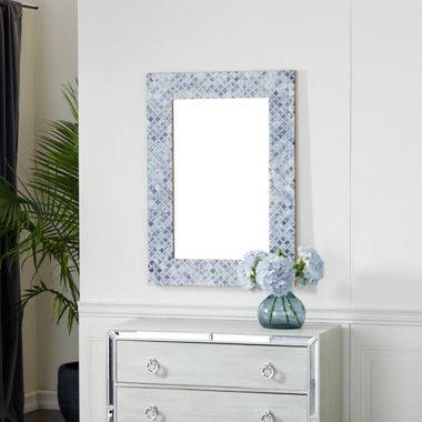 Ridge Road D&eacute;cor Shell Mosaic Wall Mirror in Blue. View a larger version of this product image.
