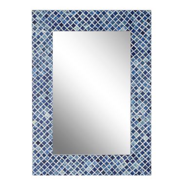 Ridge Road D&eacute;cor Shell Mosaic Wall Mirror in Blue. View a larger version of this product image.