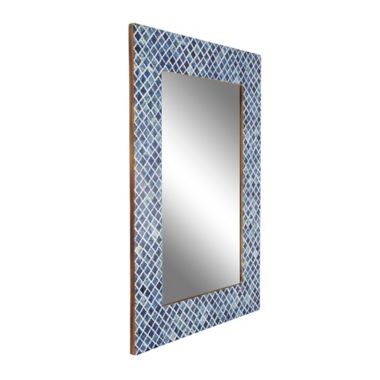 Ridge Road D&eacute;cor Shell Mosaic Wall Mirror in Blue. View a larger version of this product image.