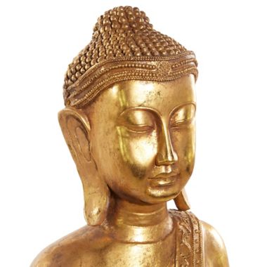 Ridge Road D&eacute;cor Standing Buddha Statue in Gold. View a larger version of this product image.