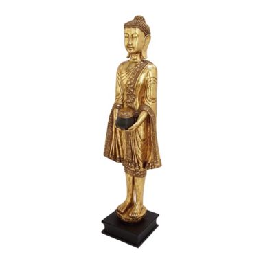 Ridge Road D&eacute;cor Standing Buddha Statue in Gold. View a larger version of this product image.