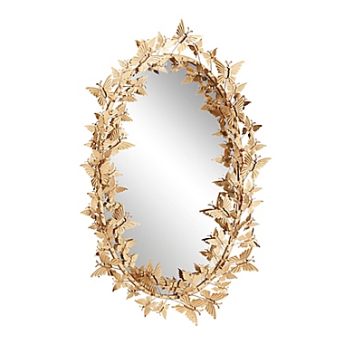 Ridge Road Decor Butterfly 41-Inch x 25-Inch Hanging Wall Mirror in Gold. View a larger version of this product image.
