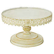 Ridge Road D&eacute;cor 16-Inch Lace Edge Iron Pedestal Cake Stand in White