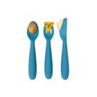 Alternate image 1 for ezpz&trade; 3-Pack Happy Utensils Set in Blue