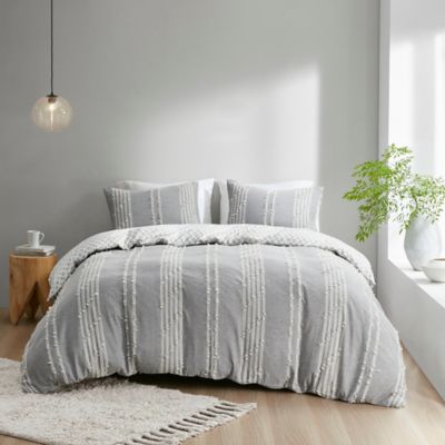 INK+IVY Kara 3-Piece Cotton Jacquard Full/Queen Comforter Set in Gray