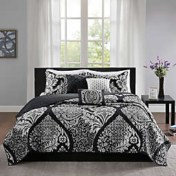 Madison Park® Vienna 6-Piece Reversible Full/Queen Coverlet Set in Black