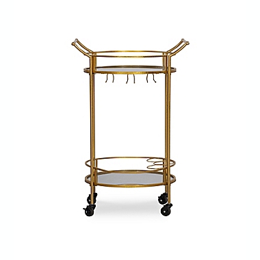 Teague Round Metal Bar Cart in Gold. View a larger version of this product image.