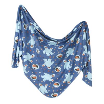 Copper Pearl&reg; Cookie Monster Knit Swaddle Blanket in Blue