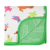 Copper Pearl&reg; Sesame Friends 3-Layer Reversible Stretchy Quilt in Green