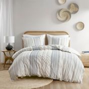 INK+IVY Imani 3-Piece Cotton Printed King/California King Comforter Set with Chenille in Navy