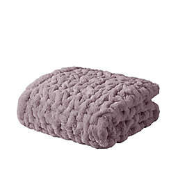 Madison Park Ruched Faux Fur Throw Blanket in Lavender