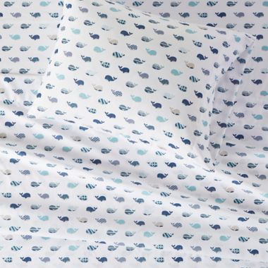 Mi Zone Whales Microfiber Twin Sheet Set in Blue. View a larger version of this product image.