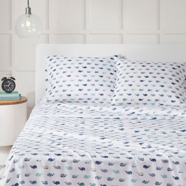 Mi Zone Whales Microfiber Twin Sheet Set in Blue. View a larger version of this product image.