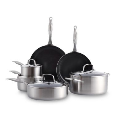 GreenPan&trade; Tri-Clad Nonstick Stainless Steel 10-Piece Cookware Set. View a larger version of this product image.