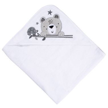 Gerber&reg; 2-Pack Bear Hooded Towels in Grey. View a larger version of this product image.