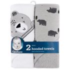 Alternate image 3 for Gerber&reg; 2-Pack Bear Hooded Towels in Grey