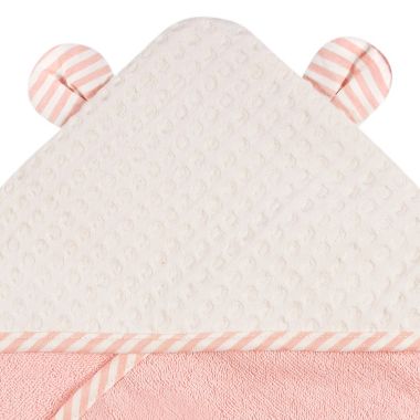 Gerber&reg; 2-Piece Bear Hooded Towel and Washcloth Mitt Set in Pink. View a larger version of this product image.