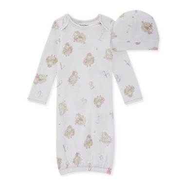 Burt's Bees Baby&reg; Size 0-6M Counting Sheep Organic Cotton Gown and Cap Set in Cloud. View a larger version of this product image.