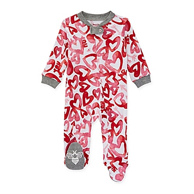 Burt&#39;s Bees Baby&reg; Newborn Love Hearts Sleep &amp; Play Footed Pajamas in Rose. View a larger version of this product image.