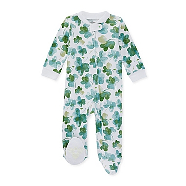 Burt&#39;s Bees Baby&reg; Size 0-3M Cutest Clover Sleep &amp; Play Footed Pajamas in Emerald. View a larger version of this product image.