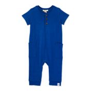 Burt's Bees Baby&reg; Dotted Jacquard Pocket Jumpsuit in Blue