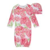 Burt's Bees Baby&reg; Happy Hydrangeas 2-Piece Gown and Cap Set in Dawn