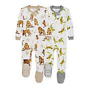 Burt&#39;s Bees Baby&reg; 2-Pack Lion&#39;s Roar Organic Cotton Footed Pajamas in Fossil