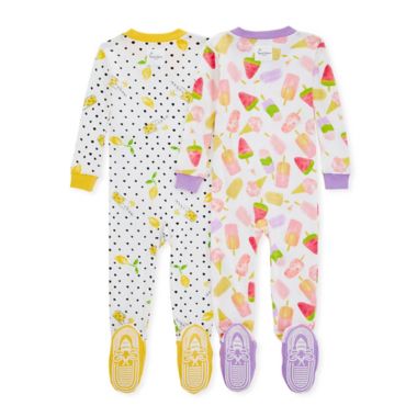 Burt's Bees Baby&reg; Size 24M 2-Pack Lemonade Stand Organic Cotton Footed Pajamas in White. View a larger version of this product image.