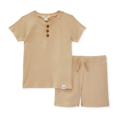 Burt's Bees Baby&reg; Size 3T Ribbed Tee &amp; Short Set in Fossil. View a larger version of this product image.