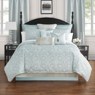 Waterford Arezzo 6-Piece Reversible Queen Comforter Set In Blue