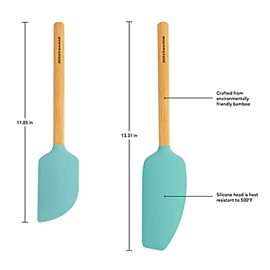 KitchenAid&reg; Bamboo 2-Piece Spatula Set in Aqua. View a larger version of this product image.