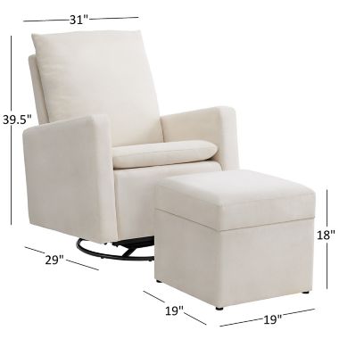 Everlee Glider w/ Ottoman by M Design Village Curated for ever &amp; ever&trade; in Cream. View a larger version of this product image.