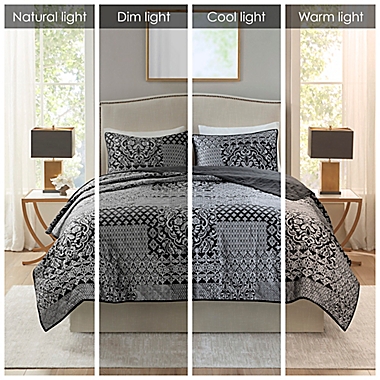 Madison Park&reg; Cassian 3-Piece Reversible Jacquard King/California King Coverlet Set in Black. View a larger version of this product image.