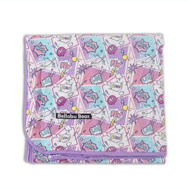 Bellabu Bear Comic Wonder Baby Blanket in Purple. View a larger version of this product image.