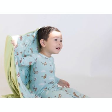 Bellabu Bear Vintage Airplanes Baby Blanket in Blue. View a larger version of this product image.
