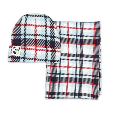 Bellabu Bear Holiday Plaid Swaddle and Beanie Set. View a larger version of this product image.