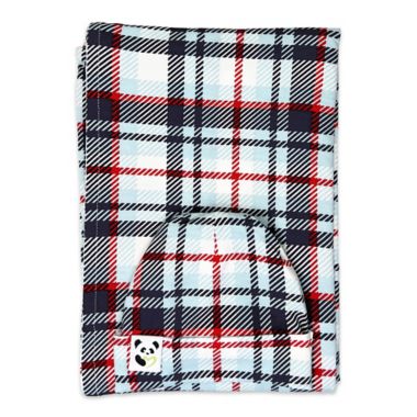 Bellabu Bear Holiday Plaid Swaddle and Beanie Set. View a larger version of this product image.