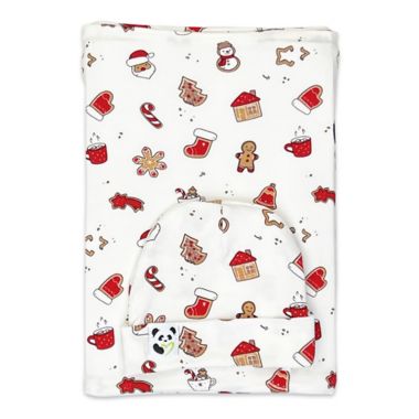 Bellabu Bear Christmas Cookies Swaddle and Beanie Set. View a larger version of this product image.