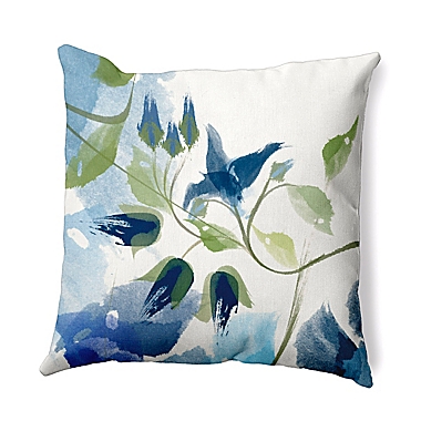 E by Design Windy Bloom Floral Print Square Throw Pillow in Navy. View a larger version of this product image.