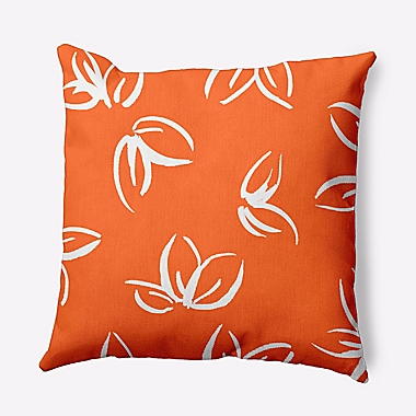 E by Design! Eva Floral Frolic Square Throw Pillow in Orange. View a larger version of this product image.