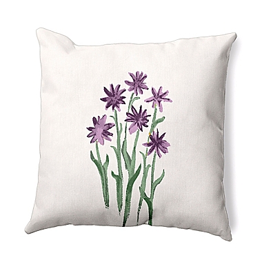 E by Design Daffodils Square Pillow in Purple. View a larger version of this product image.