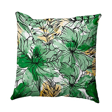 E by Design Zentangle Floral Square Throw Pillow in Green/Black. View a larger version of this product image.