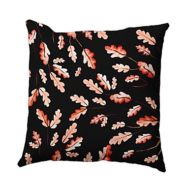 E By Design Wild Oak Leaves Square Throw Pillow in Black. View a larger version of this product image.