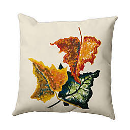 E by Design Autumn Colors Floral Print Square Throw Pillow in Off White