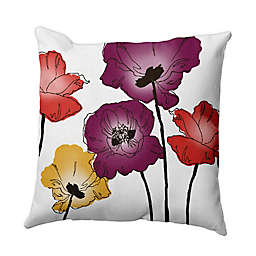 Poppies Floral Print Square Throw Pillow
