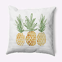 Geometric 3 Pineapples Square Throw Pillow in Gold