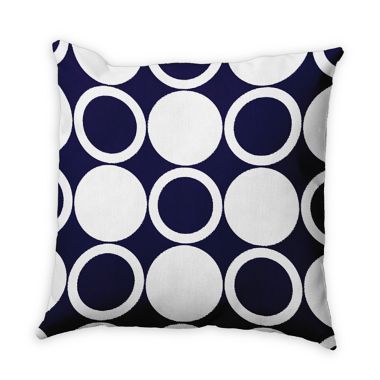 E by Design Mod Circles Square Throw Pillow in Navy Blue. View a larger version of this product image.